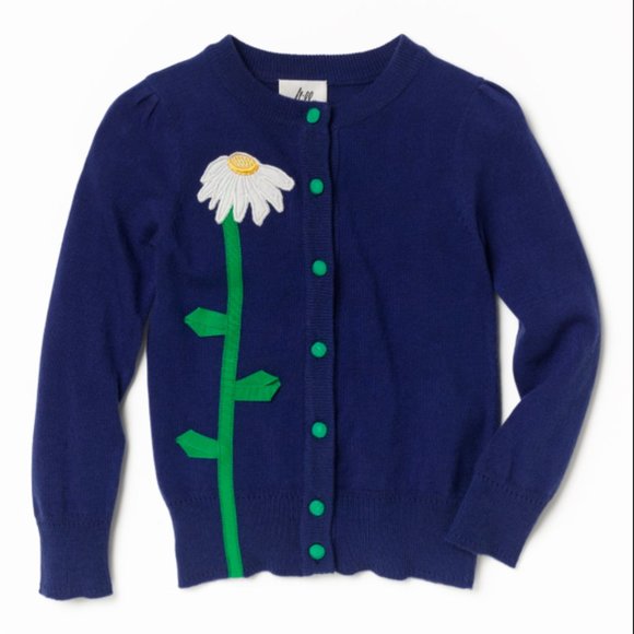 ❤️ NEW!! $155 MILLY Minis Lapis Blue Flower Cardigan Sweater; Sz 14